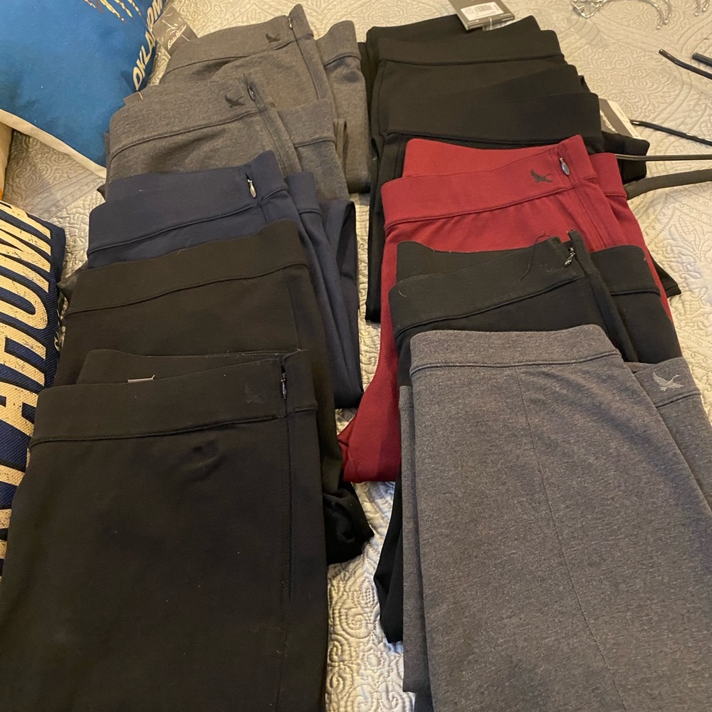 10 Pr NEW Eddie Bauer Black, Gray, Navy and Red Pants 12R Sold as set